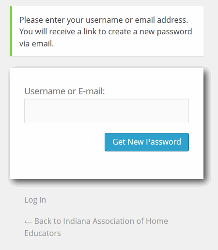 IAHE Website Forgot Password