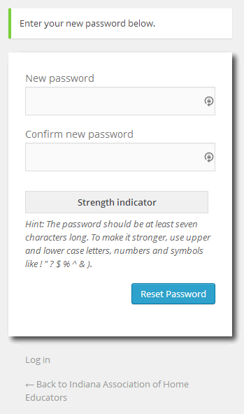 IAHE Website Password Reset